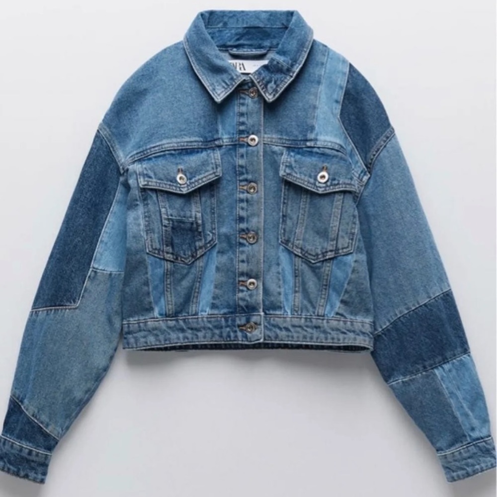 Zara denim patchwork jacket